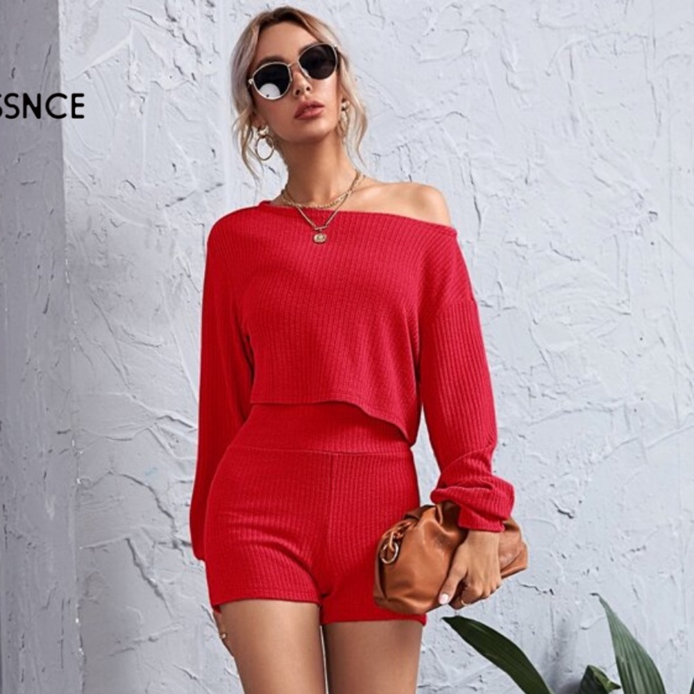 SHEIN Red High Waist Women's Shorts